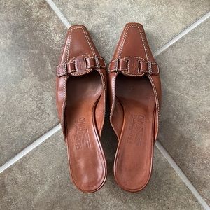 Salvatore Ferrangamo camel leather mule